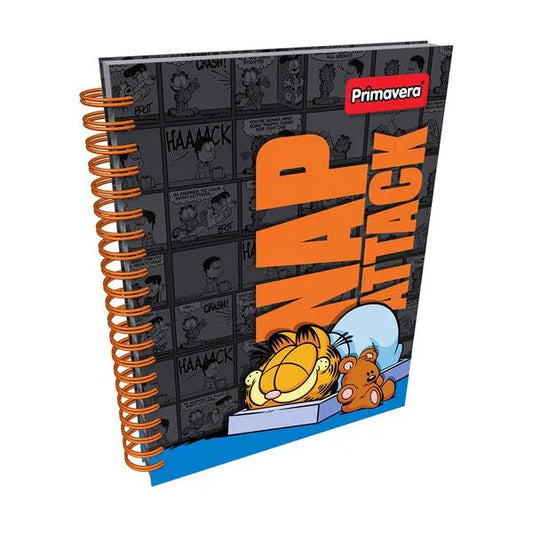 Agenda Argollada grande 7 MATERIAS UNISEX pasta dura GARFIELD NAP ATTACK CUADRICULADO