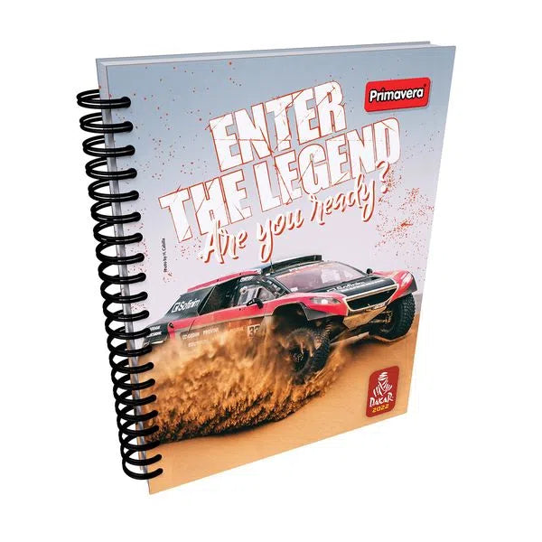 Agenda Argollado grande 7 MATERIAS MASCULINO pasta dura Dakar Enter The Legend CUADRICULADO