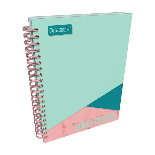 Agenda Argollada grande 5 MATERIAS FEMENINO pasta dura COLORS UNICOLOR VERDE CLARO ROSADO PASTEL CUADRICULADO