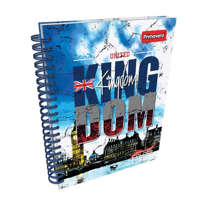 Agenda Argollada grande 7 MATERIAS MASCULINO pasta dura SOLID COLORS UNITED KINGDOM CUADRICULADO