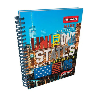 Agenda Argollada grande 7 MATERIAS UNISEX pasta dura SOLID COLORS UNITED STATES CHANGE OF AMERICA CUADRICULADO