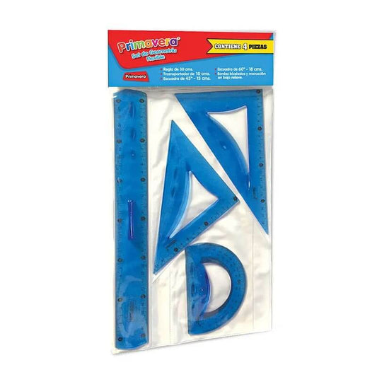 juego de escuadras grande FLEXIBLE x4 piezas Azul