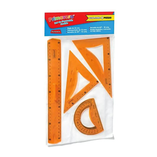 juego de escuadras grande FLEXIBLE x4 piezas Naranja