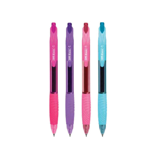 Set x4 Boligrafos Offiesco semi gel 0.7m retráctil TRAZO FINO Colores